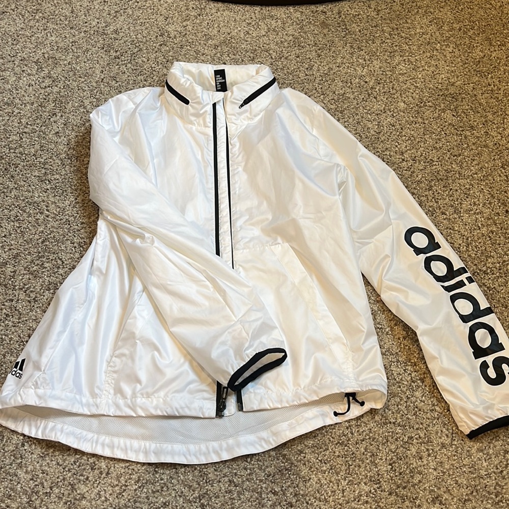 Adidas white windbreaker
